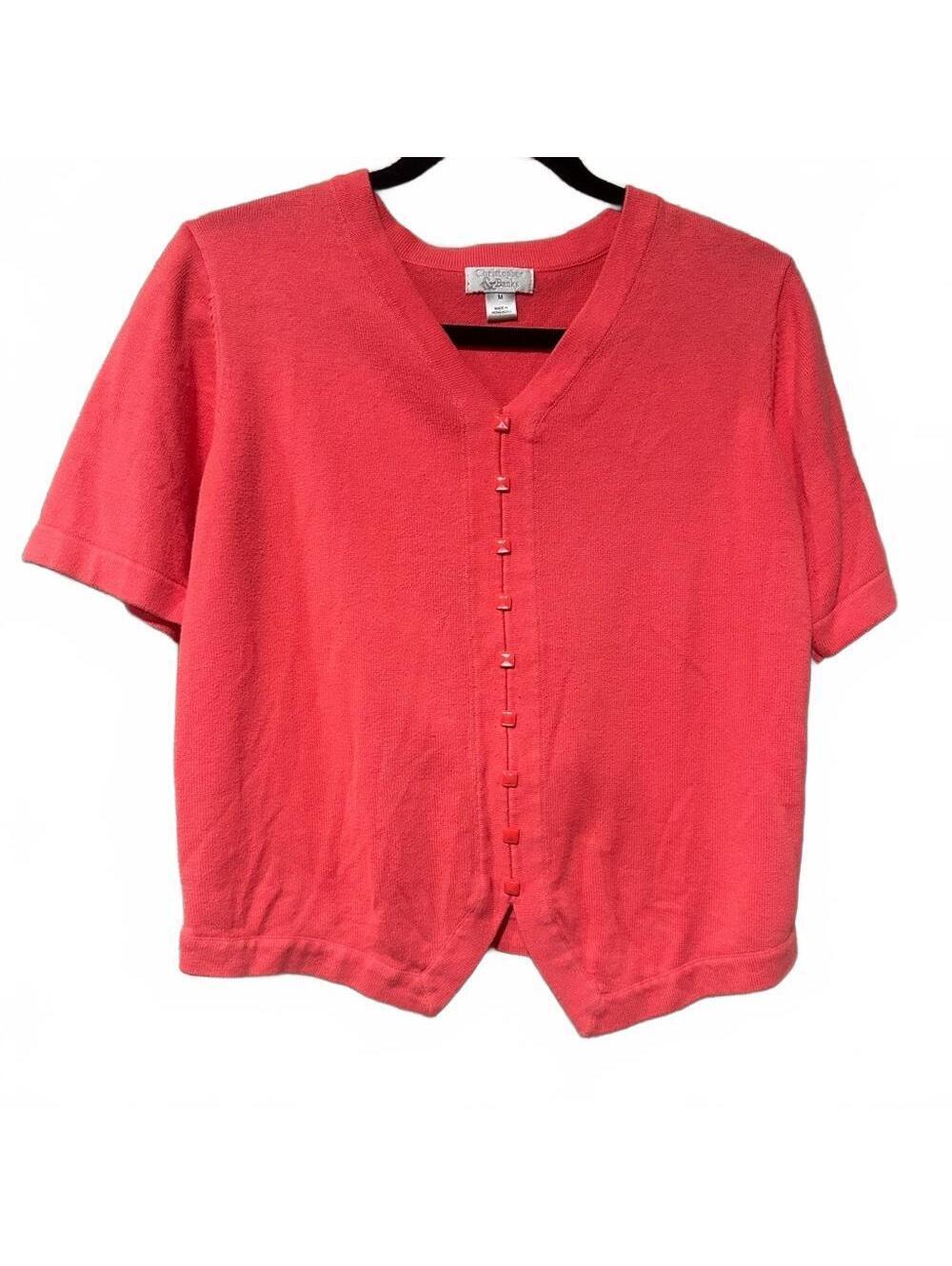 Vintage Coral Button-Up Cardigan